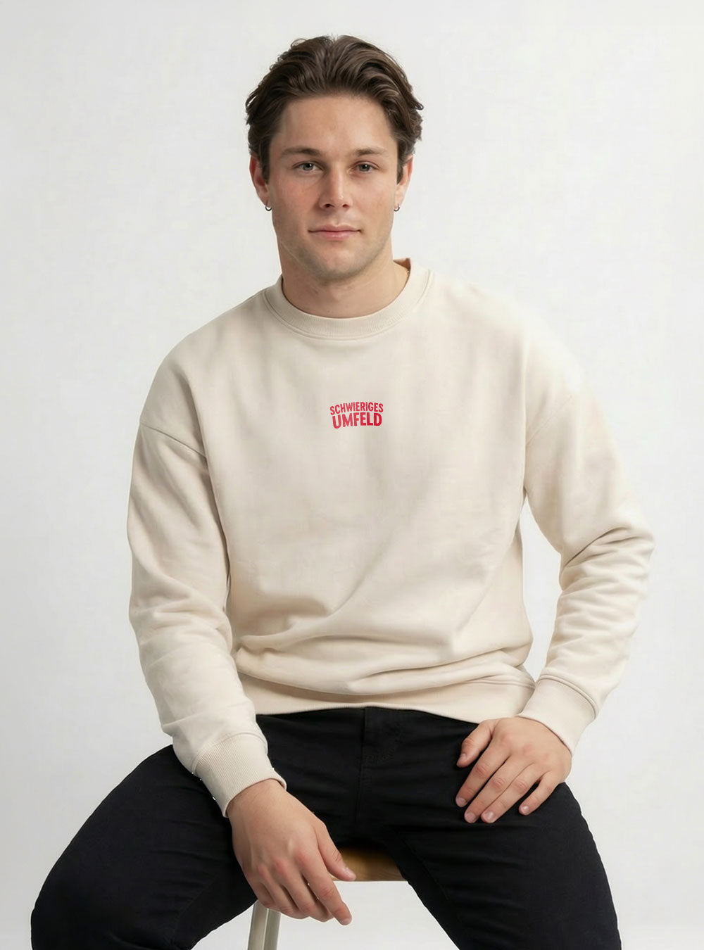Sweatshirt 'Schwieriges Umfeld' Rückansicht – mystu Stuttgart
