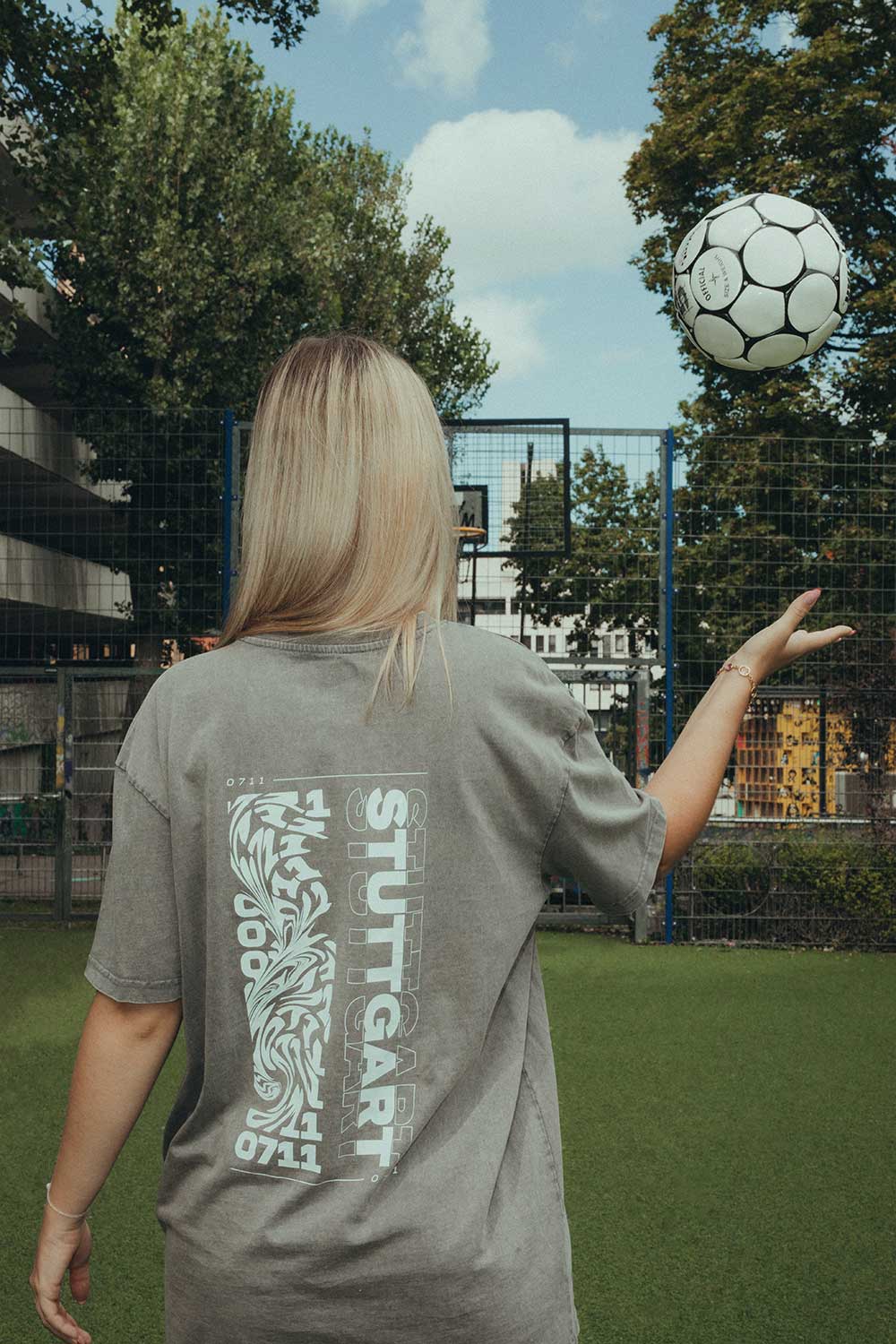 Oversize Tshirt 0711 Stuttgart in washed grey Hinteransicht