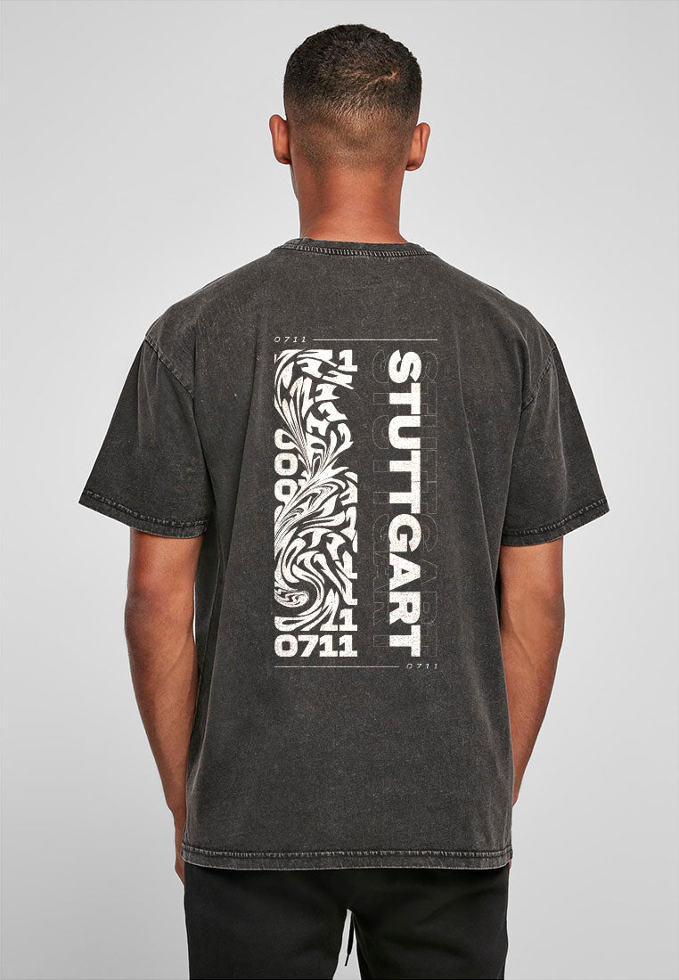 Oversize Tshirt 0711 Stuttgart in washed grey Hinteransicht
