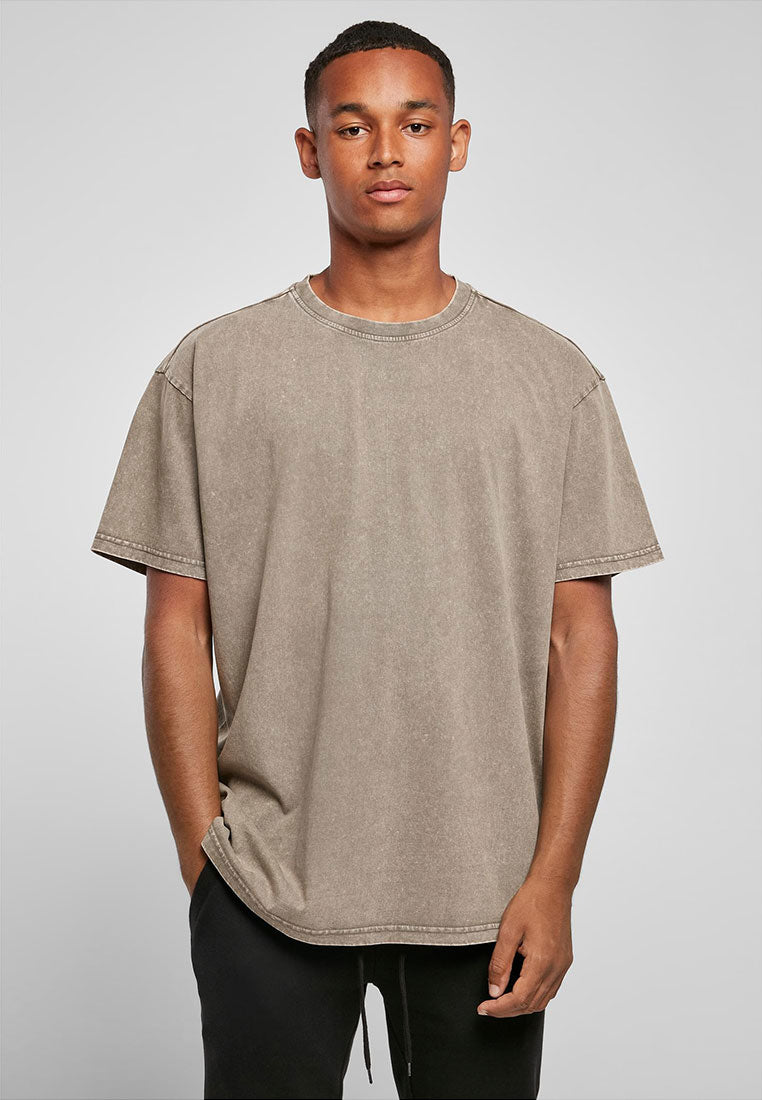Oversize Tshirt 0711 Stuttgart in washed dark khaki Vorderansicht