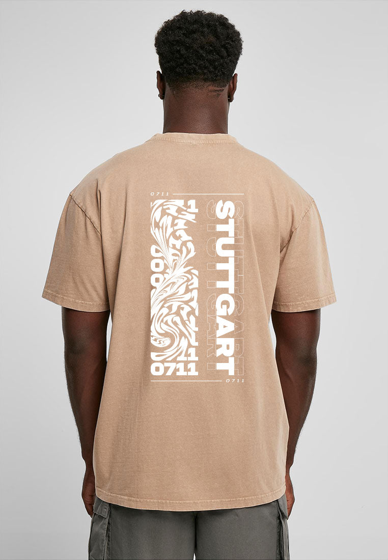 Oversize Tshirt 0711 Stuttgart in washed beige Hinteransicht